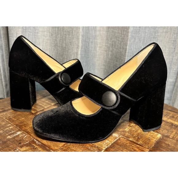 Tuckernuck Velvet Ellie Block Maryjane Heel black Size 8 - Picture 10 of 16